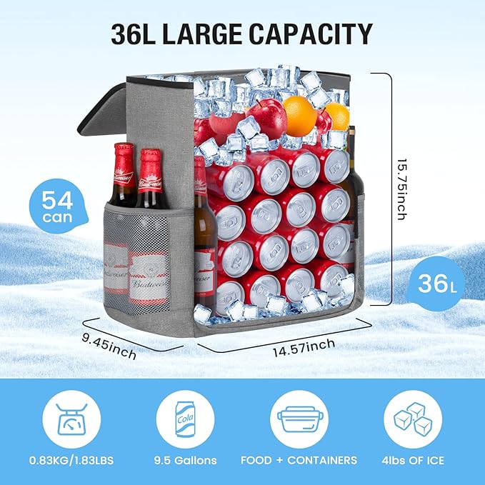 Backpack Cooler - 54 Cans Large Capacity Insulated Leak Proof Backpack for Men & Women, Cooler Bag Picnic Camping Beach Hiking Travel Lunch Backpack