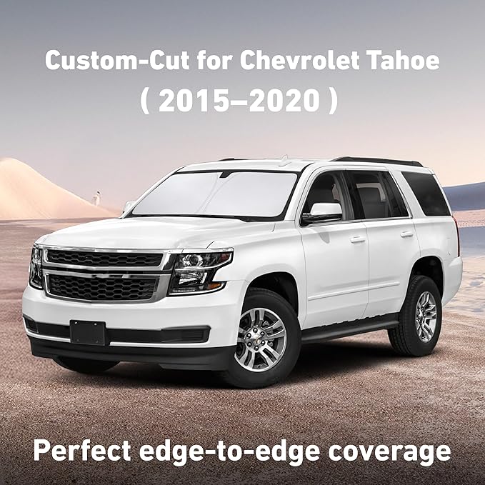 EcoNour Windshield Sunshade Compatible for Chevrolet Tahoe/GMC Yukon 2015-2018 2019 2020, Sun Visor for Front Windshield & Window Sun Shade Cover, UV Heat Blocker & Protector, Car Accessories
