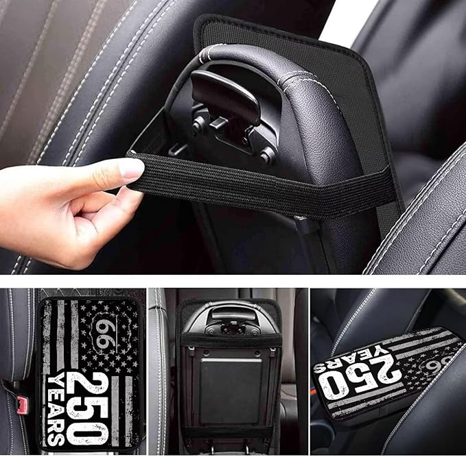Dreaweet 250th Anniversary USA Flag Center Console Armrest Pad Cover Patriotic Car Arm Rest Cover Universal Middle Console Covers for Cars SUV Truck Sedan