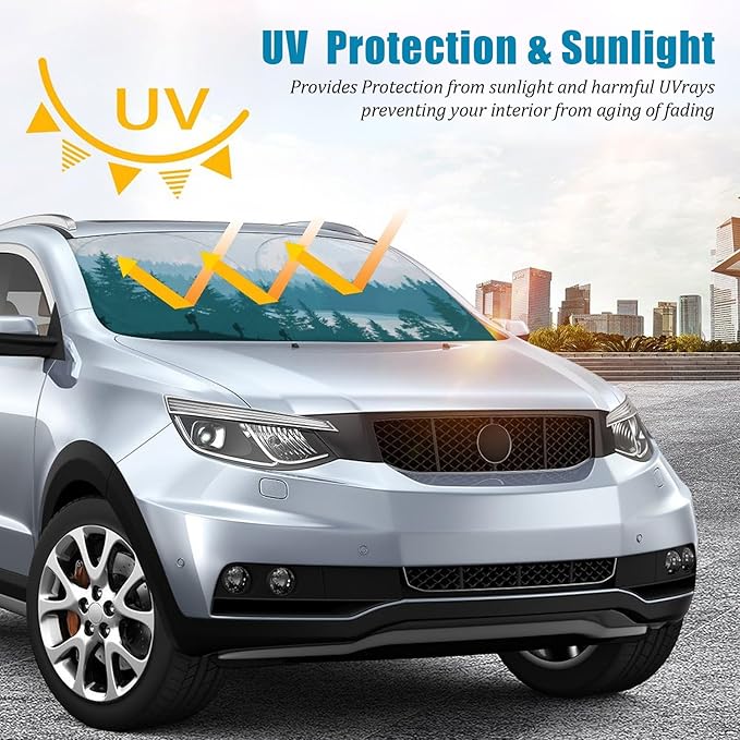 Camping Car Windshield Sun Shade Foldable Sunshade Front Window Cover Sun Visor Protector Accessories (59x27.5 inches)