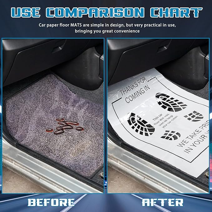 Riakrum 50 Pcs Disposable Car Floor Mat Floor Car Mat Vehicles Motive Cover Protector Temporary Rug 16 x 20 Inch (PE)