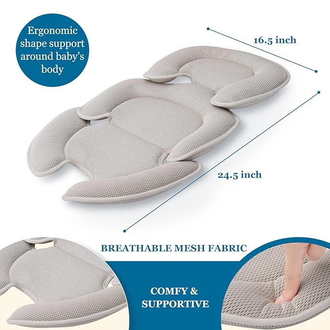 Innokids Head and Body Support Pillow Infant Car Seat Insert for Newborn to Toddler Stroller Cushion (Beige)
