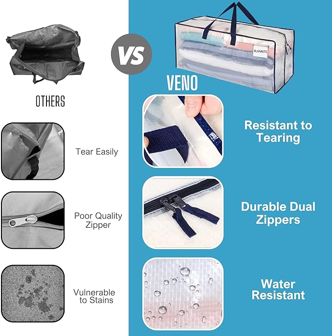 VENO 20 Pack Heavy Duty Moving Bags with Backpack Straps, Zippers & Handles, Extra Large Packing Bags for College Dorm Essentials, Moving Supplies Alternative to Cardboard Moving Boxes