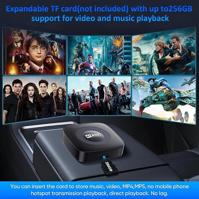 Ai Magic Box for Streaming Netflix/YouTube/TikTok, Wireless CarPlay Adapter Dongle Support TF Card for OEM Wired Car Play & Android Auto Cars