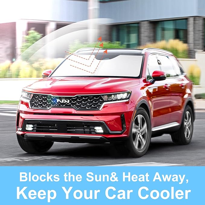 Windshield Sun Shade Custom Fit for 2021 2022 2023 2024 2025 2026 Kia Sorento SUV Accessories Foldable Sunshade Sun Blocker Protect Car from Sun Rays & Heat Damage Keep Car Cooler