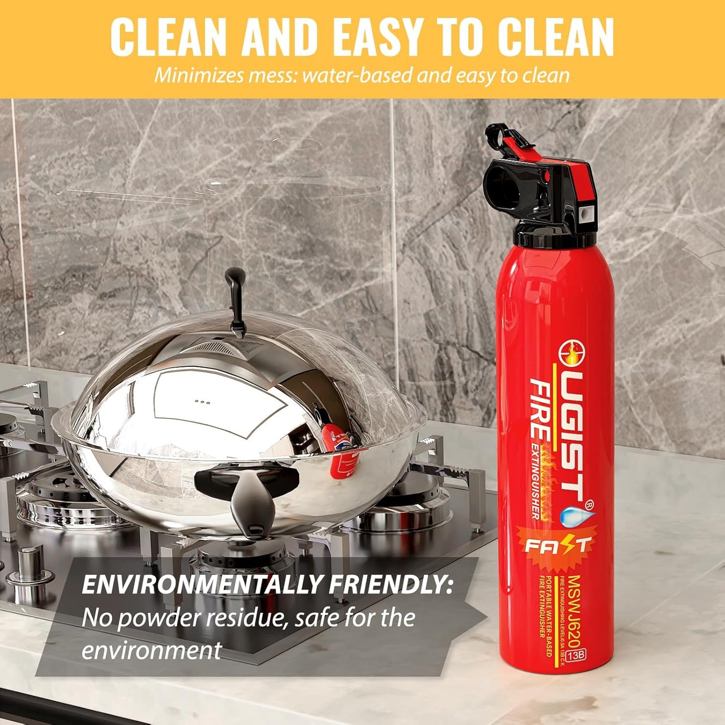 Water-Based Fire Extinguisher -2 Pack Portable for Home & Vehicle Use, Cold-Weather Safe, Prevents Re-Ignition - Ideal for Kitchen, Garage, Car