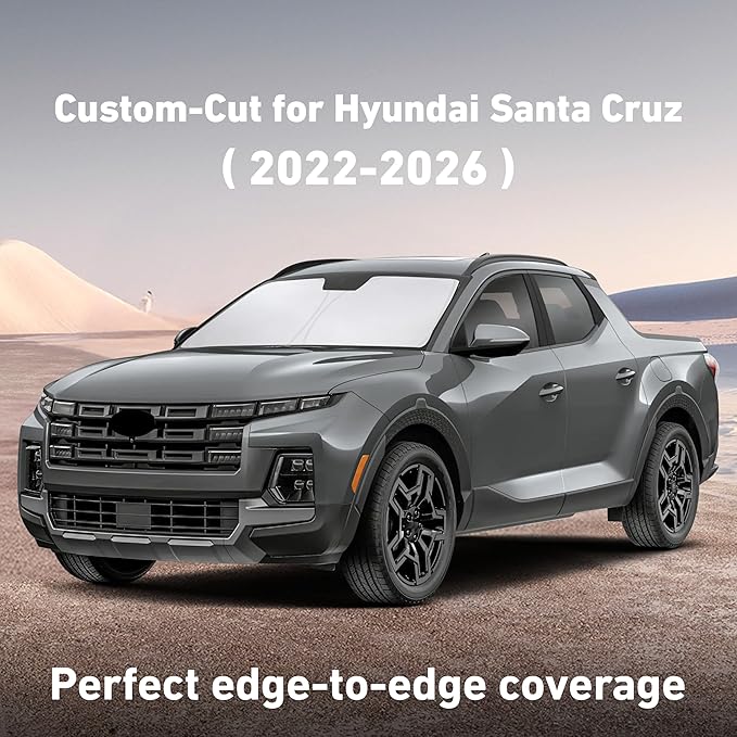EcoNour Windshield Sunshade Compatible for Hyundai Santa Cruz 2022-2024 2025 2026, Sun Visor for Front Windshield & Window Sun Shade Cover, UV Heat Blocker & Protector, Car Accessories