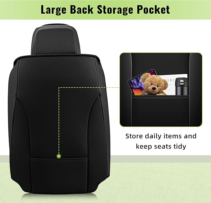 AOMSAZTO Car Seat Covers Fit for Jeep Cherokee 2014-2025 Premium Front Seat Covers Waterproof Leather Automotive Seat Covers Compatible with Airbag (2 Seats,Black)