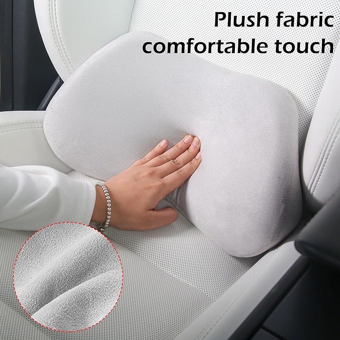 Lumbar Support Pillow for Car, Ergonomic Memory Foam Back Cushion for Driving, Seat Office Chair, Gaming Chair, Lower Back Support for Back Pain Relief, Gray, 2 Pack