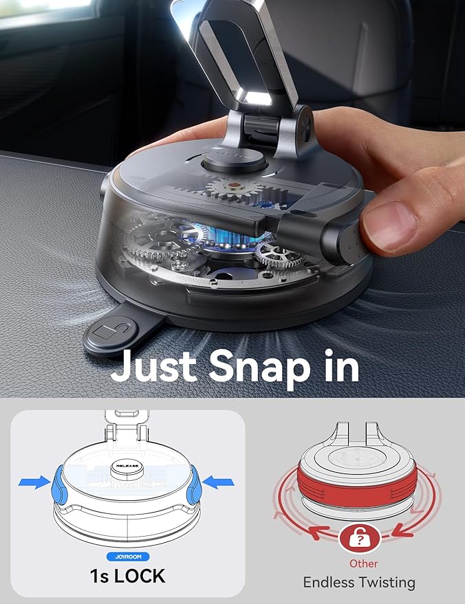 JOYROOM Car Phone Holder, [Tri-Fold] MagSafe Car Mount for Car, [Suction Pro+Gel Base] 360° Rotation Car Phone Mount Ultra-Strong Magnet for iPhone 17 16 15 14 13 12 and Other Series, ZZV1