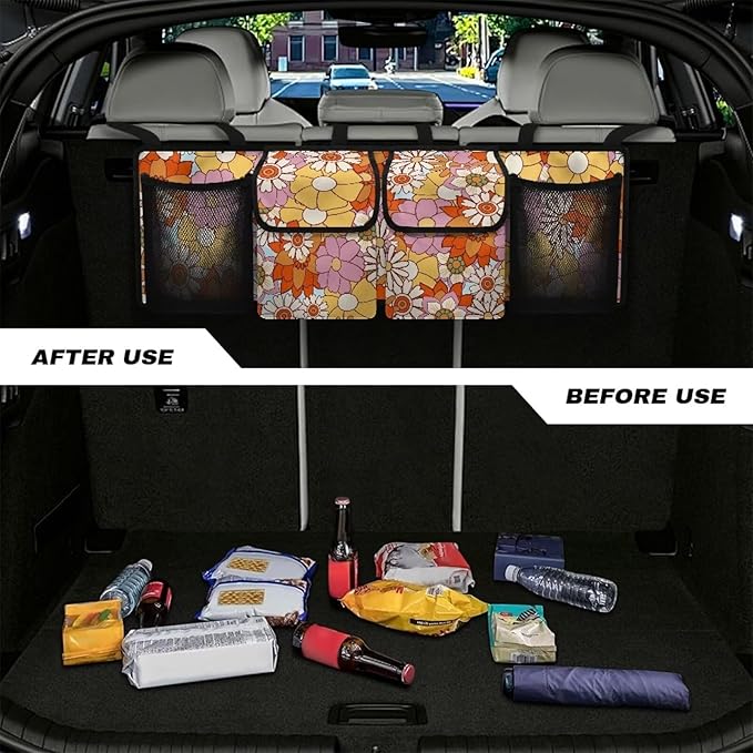 Floral Flowers Car Trunk Organizer Auto Hanging Seat Back Storage Hanging Backseat Car Organizer,Car Accessories