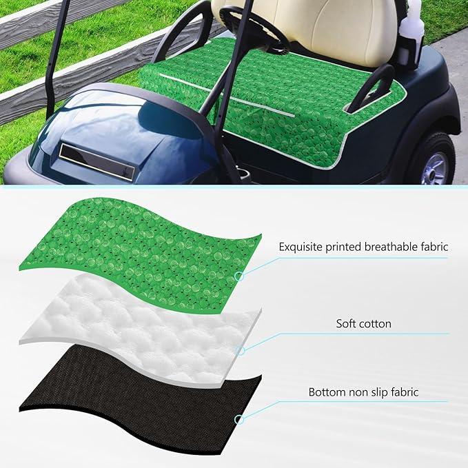 Golf Cart Seat Covers, Universal Golf Cart Seat Towel Blanket with 4 Front Pockets & Nonskid Bottom Fits for EZGO, Yamaha, Club Car and More 2 Person Seats Golf Carts.Golf Accessories Gift for Men