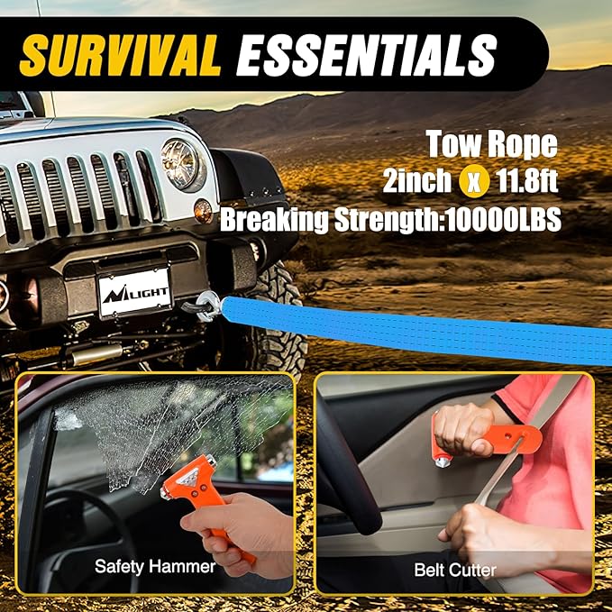 Nilight Car Emergency Kit with Jumper Cable Air Compressor Tire Repair Essential Tools First Aid Alligator Connector Electrical Kit for Travel Camping Outdoor Cars Truck SUV RV