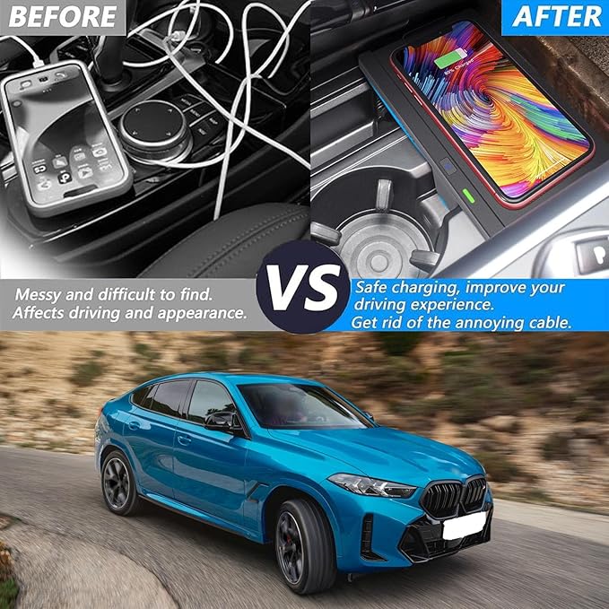 CenNa Wireless Car Charger with 10w Wireless Fast Charging for BMW X5 (2014 2015 2016 2017 2018) X6 (2015 2016 2017 2018 2019) All Models Accessory 2023 New