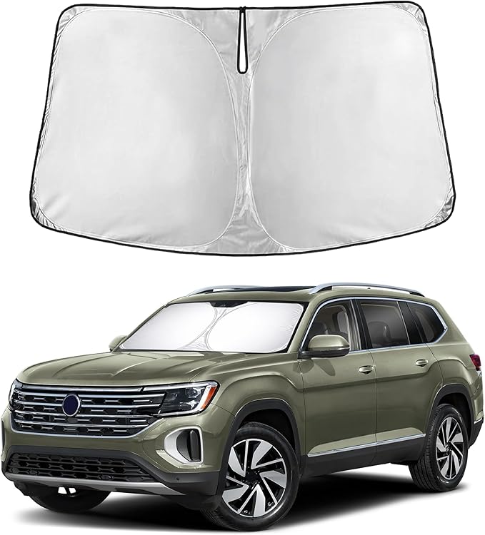 EcoNour Windshield Sunshade Compatible for Volkswagen VW Atlas 2018-2023 2024 2025 2026, Sun Visor for Front Windshield & Window Sun Shade Cover, UV Heat Blocker & Protector, Car Accessories