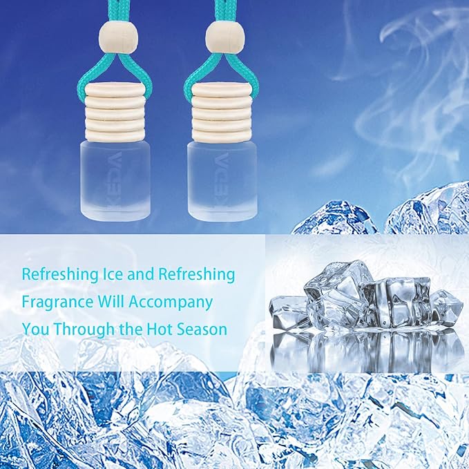 Car Air Freshener 4ml Car Scents | 6pcs 45-Days Keep Fragrance | Automotive Hanging Diffuser Bottles | Remove Auto Odor Long-Lasting Fresh Air for Home Deodorize (Ice 6pcs)