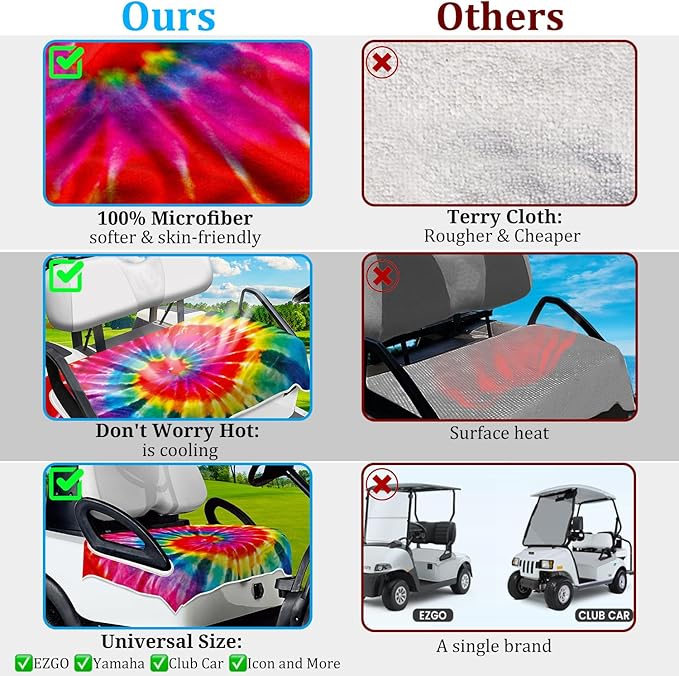 ENYORSE Golf Cart Seat Covers - Ethnic Style Golf Cart Towel Blanket for 2/4 Seater, Soft & Breathable Microfiber, Keeps Seats Cool & Comfortable, 51”x31”, Fits EZGO/Yamaha/Club Car