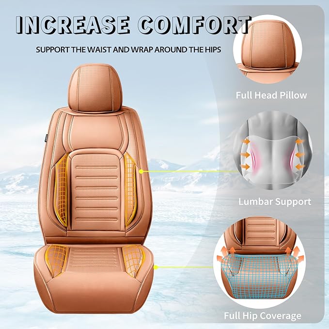 Fit Tucson Premium Leather Car Seat Covers Compatible with Hyundai Tucson 2010-2024 2026, Breathable, Wear Resistant, Airbag Compatible, All-Weather Protection & Full Coverage, Full Set Brown