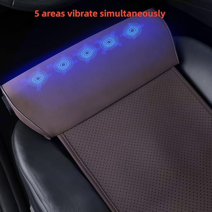 JUPENG Car Seat Leg Extender with Heat & Massage, USB Powered Multi-Level Memory Foam Under Thigh Leg Support Cushion for Driver Seat, Office Chair & Travel, Universal Comfort Pad(Brown)