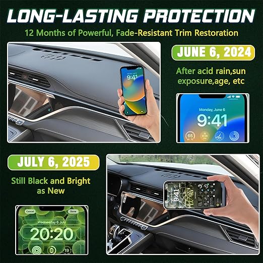 Plastic Restorer for Cars, 100ml Long-Lasting Black Trim Restorer, Waterproof, UV & Stain-Resistant, Ceramic Coating-Helps Repair Faded or Damaged Black Plastic Trim - Works in Seconds