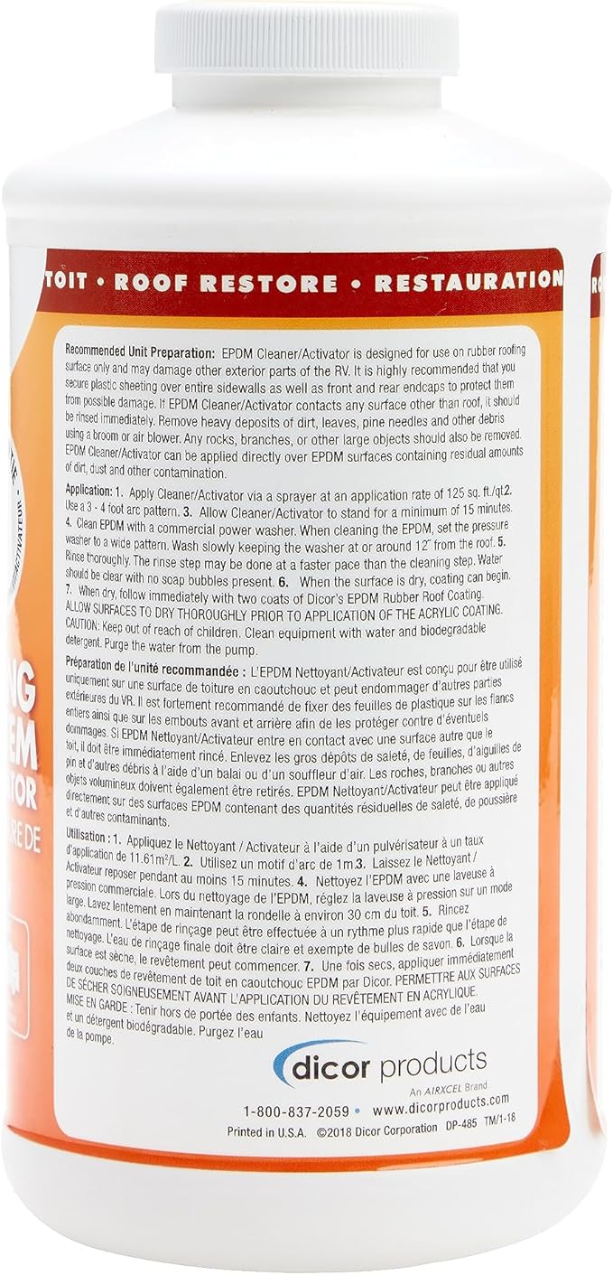 Dicor RP-CRP-Q EPDM Rubber Roof Coating System - 1 Quart Roof Cleaner/Activator