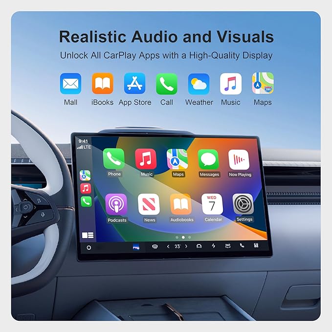 Wireless CarPlay 8 Core Auto Multimedia Video Box, 4G Cellular 4GB+64GB, Built-in Android 13 Navigation Support SIM&TF Card Bluetooth 5.5, Fits Car with OEM Wired CarPlay/Android Auto