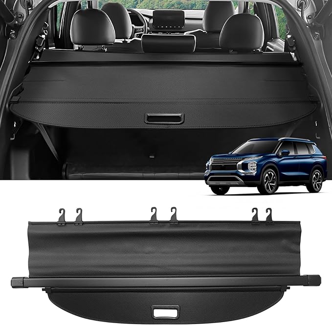 Cargo Cover for Mitsubishi Outlander 2026 2025-2022 (Not Fit Sport Models) Retractable Trunk Cover Security Shielding Shade Cargo Luggage Cover Trunk Privacy Protection (Carbon Fiber Texture)
