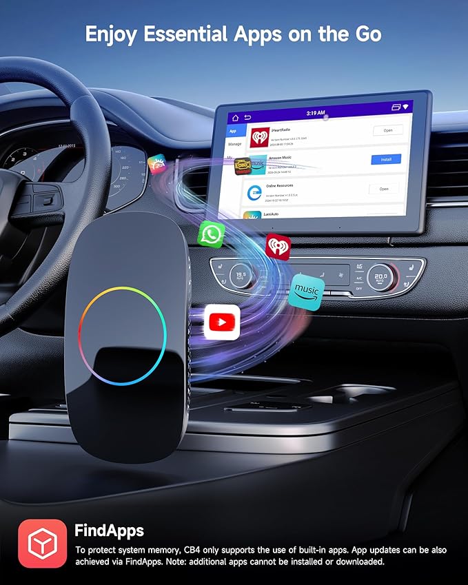 Magic Box - AI Box CarPlay Android Auto Wireless 2GB+16GB, Support YouTube, Netflix, Prime Video, Disney+, Spotify w/HDMI Output, Dual Wi-Fi & BT (5.4 & 4.2), USB Playback, AI-Powered (Piano Black)