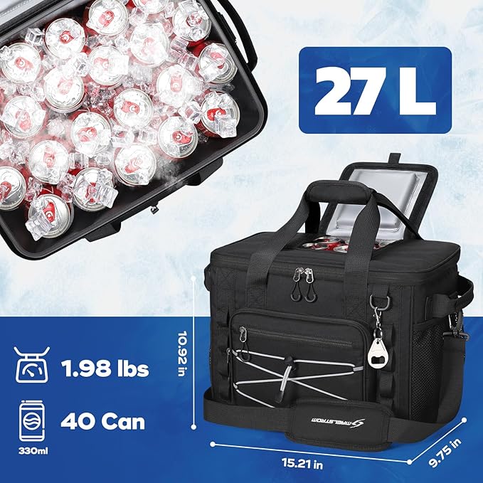 Maelstrom Soft Sided Cooler Bag, 30/40 Can Collapsible Insulated Ice Chest, Large Leakproof Portable Storage for Camping, Travel, Kayaking & Beach