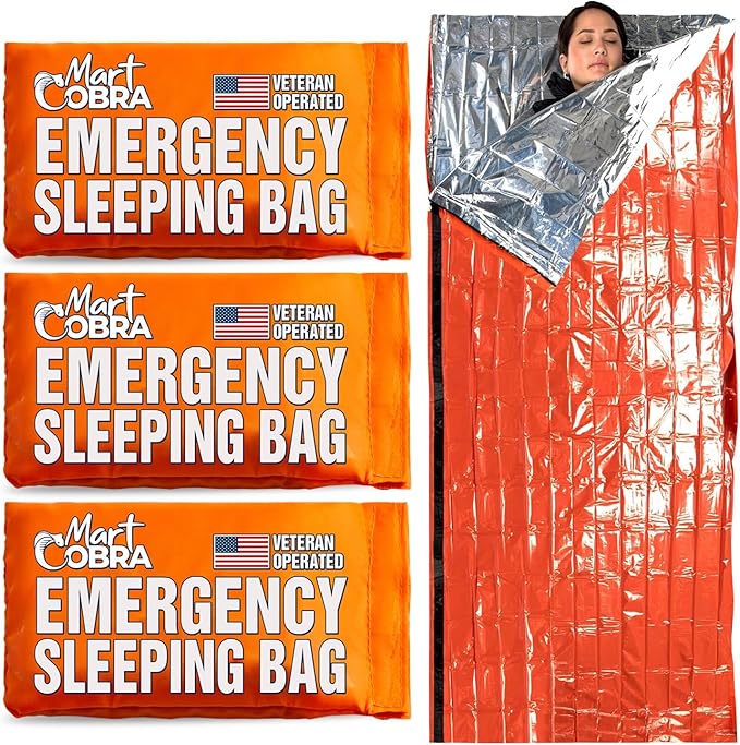 Emergency Sleeping Bag for Survival Gear and Supplies Life Bivy Sack Waterproof Mylar Emergency Blankets for Survival Kit Car Camping Gear Hiking Tac Bivvy Go Bags Supplies Sleep Sacks Shelter