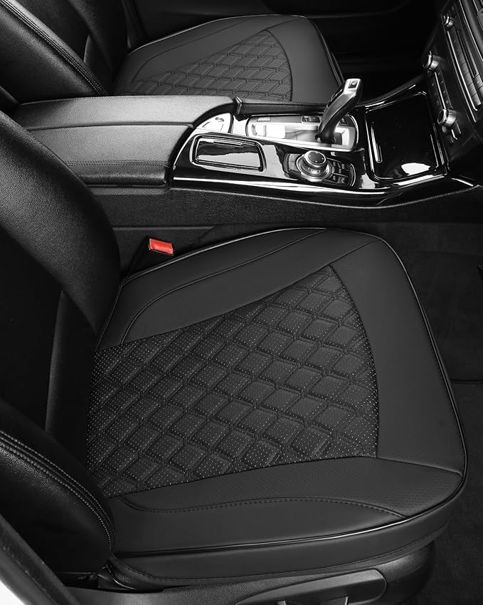 West Llama PU Leather Car Seat Cover Fit Winter,Breathable Bottom Seat Covers for Cars for Heated Seats,Universal Fits 90% Cars,SUVs,Sedans,21.26 × 20.86 Inch(1Piece-Black)