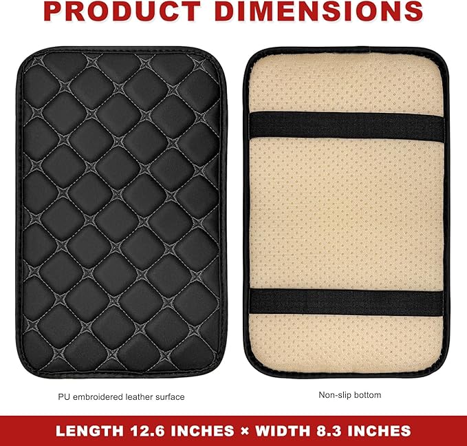 Car Center Console Cushion Pad, Anti-Scratch PU Leather Auto Armrest Seat Box Protector, Waterproof Arm Rest Protection Cover Interior Decoration for SUV Sedan Truck (Gray)