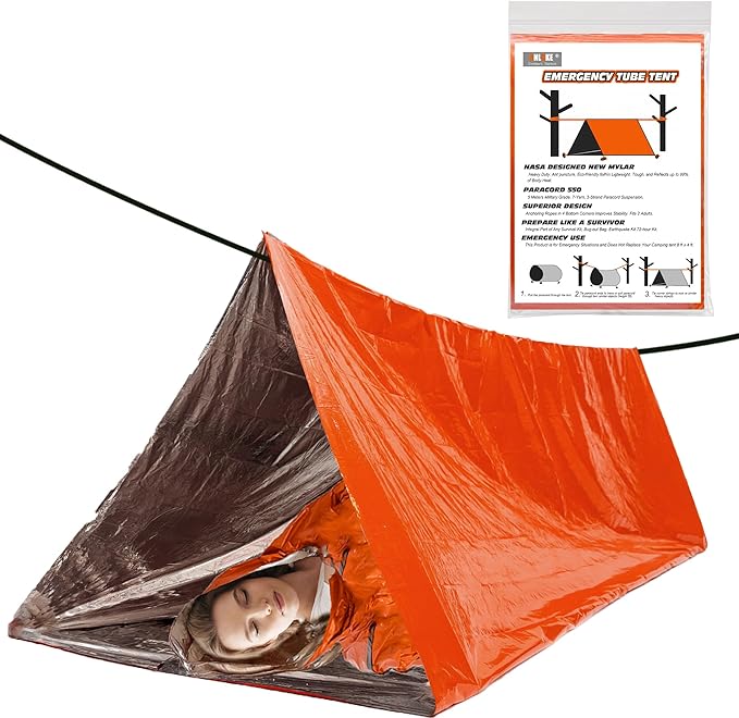 Emergency Survival Tent Shelter- 2 Person Mylar Emergency Tube Tent Survival Kit