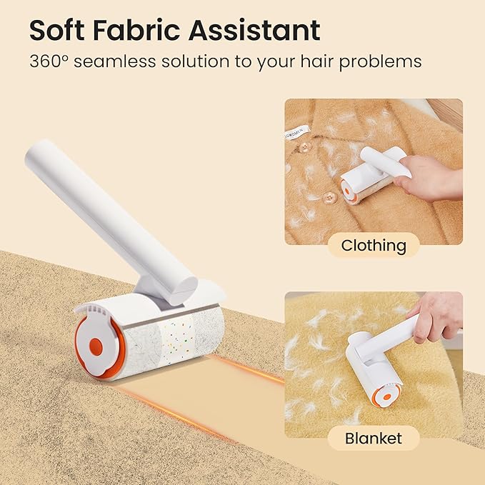 TripleWood Pet Hair Removal Tool and Lint Roller Value Set, Extra Sticky Lint Remover and Reusable Dog Cat Hair Remover for Pet Hair Removal on Furniture, Couch, Carpet, Clothing, Bright White