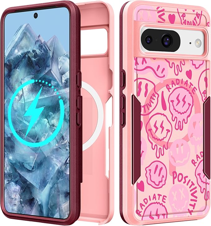 for Google Pixel 8 Case 6.2 Inch - Compatible with MagSafe Women Girls Cute Magnetic Protective Cover Girly Kawaii Pretty Fashion Heavy Duty Shockproof Design for Google Pixel 8 Phone Cases