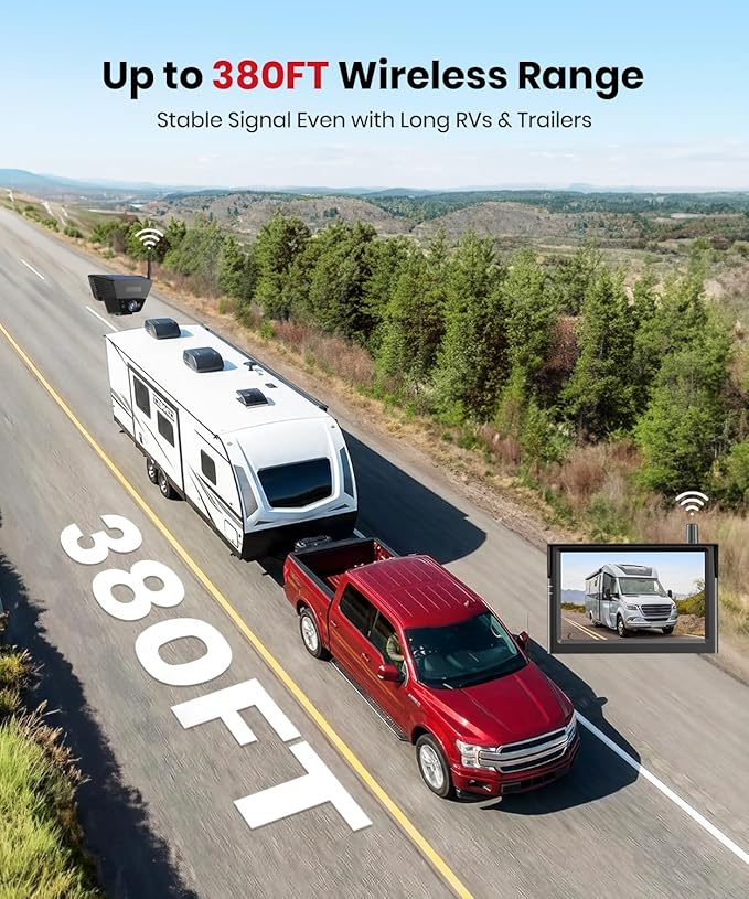 Wireless Backup Camera Solar Magnetic: 5 Inch Anti-Glare HD 1080P Screen, 1Min Quick Magnetic Install, Strong Signal, IP69K Waterproof Back up Camera with Storage Bag for Car, SUV, Truck, Trailer