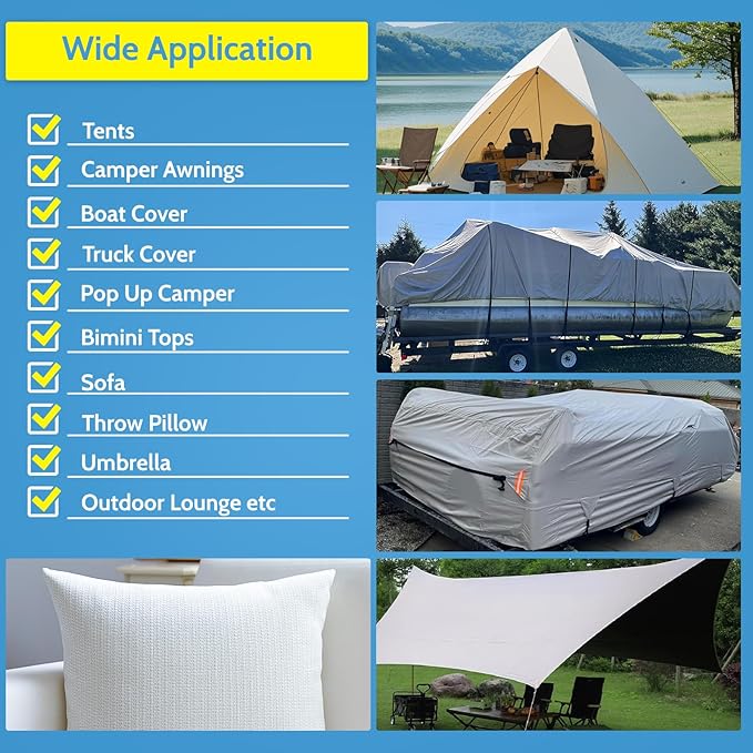 Tuszom 900D 3PCS (28.5" L*19" W) RV Cover Repair Kit Heavy Duty Self-Adhesive Canvas Patch Repair Kit for Car/Tire/RV Cover