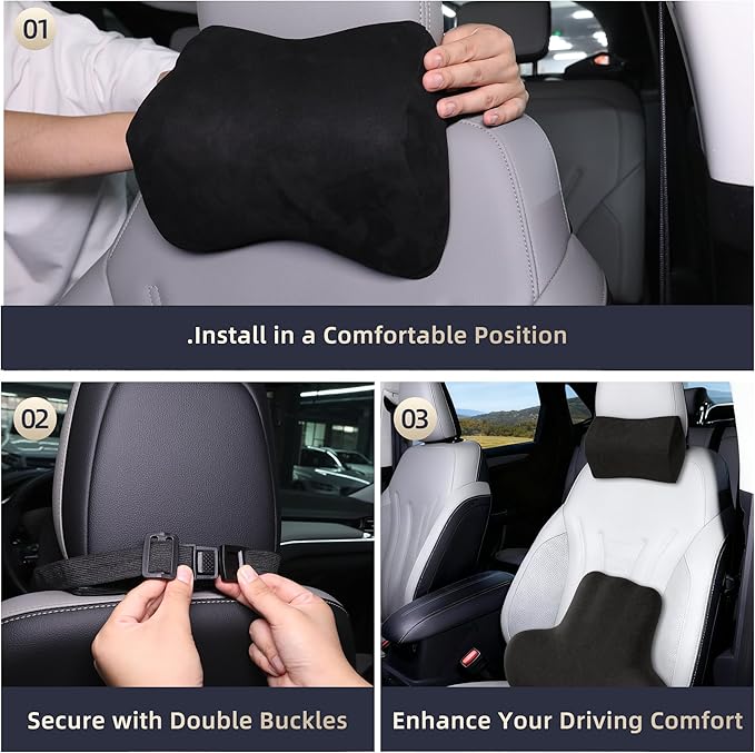 Car Neck & Lumbar Support Pillow Set for Honda Pilot, Soft Memory Foam Headrest & Back Cushion, Ergonomic Comfortable Seat Support for Daily Driving and Long Trips Car Interior Accessories