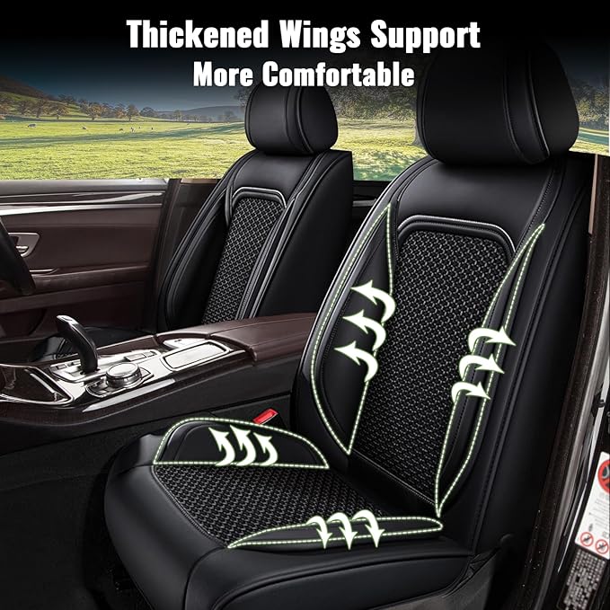 Car Seat Covers Full Set for Toyota 4Runner 2003-2025 2026: Breathable Cool Ice Silk Leather Seat Covers: 5 Seats Vehicle Seat Cushion (Black)