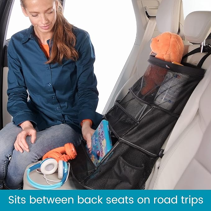 High Road Car Storage and Organization Caddy - SUV Trunk Organizer, Passenger Seat Organizer or Back Seat Storage Caddy With 3 Easy-View Mesh Bins