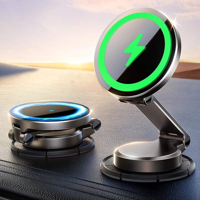 JOYROOM All-Metal MagSafe Car Mount Charger,15W Fast MagSafe Car Charger, Hands Free Magsafe Car Mount Dashboard for iPhone 17 Pro Max Air/16 15 14 13 12 Pro Max Plus, Dark Blue