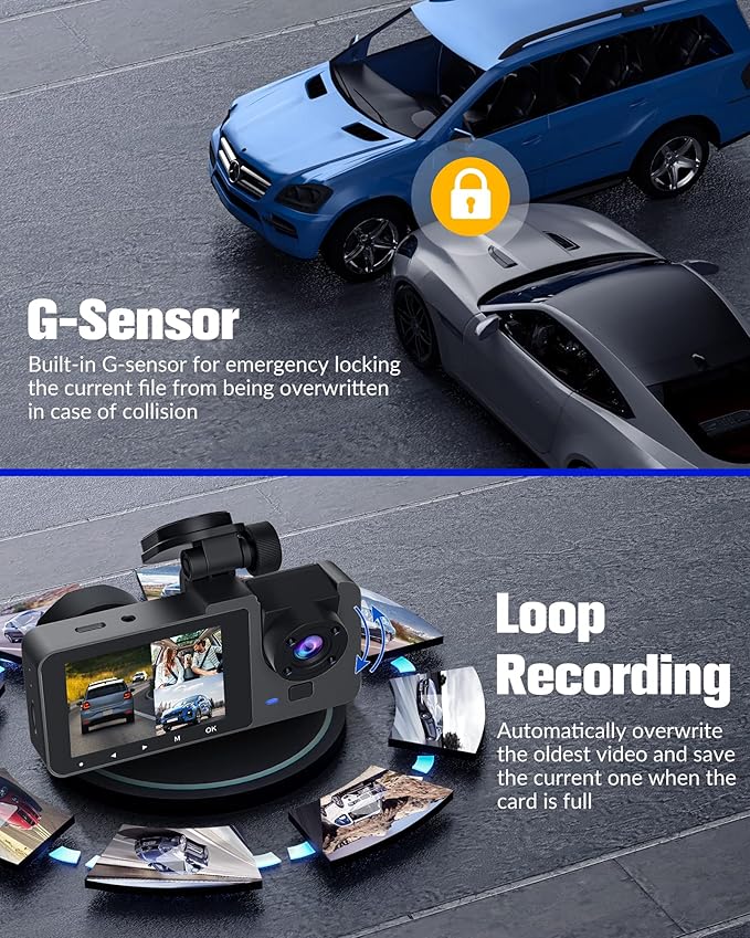 Dash Cam Front Rear,4K/2.5K Full HD Dash Camera for Cars,Dash Cam with Free 32GB SD Card,Built-in Super Night Vision,170°Wide Angle,WDR, Loop Recording,24H Parking Mode.