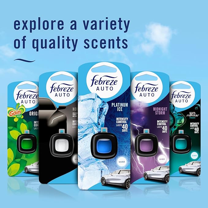 Febreze AUTO Air Freshener, Odor-Fighting Automotive Vent Clip, Old Spice Swagger Scent, 8 Count