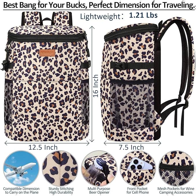 Camping Cooler Backpack 30 45 Cans, Soft Backpack Coolers Insulated Leak Proof Travel Cooler Bag Waterproof Lunch Picnic Beach Work Trip Thermal Bag Drink Beverage Beer Bag Cooler