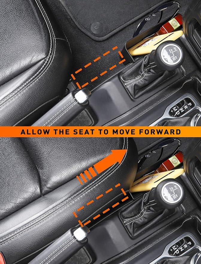 Savadicar GT-2 Shifter Storage Box with Microfibers, Gear Shift Side Tray, Center Console Organizer for 2018-2025 Jeep Wrangler JL JLU 4XE & Gladiator JT, Interior Accessories, Black,1 PC