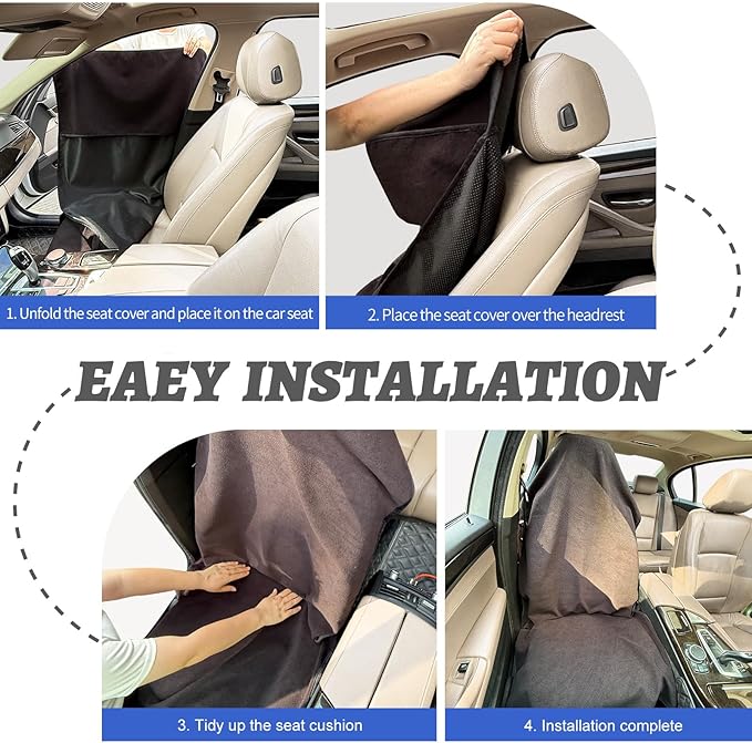Car Front Seat Cover: Waterproof & sweatproof, fits all cars/SUVs/trucks. Ideal for gym, sports & beach. 3-layer non-slip, easy machine wash. Shields seats from stains & wetness. (Black, 1Pcs)