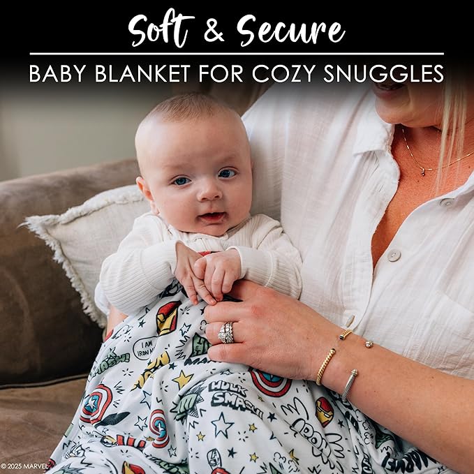 Milk Snob Marvel Infant Boy/Girl Swaddle Blanket, Soft Receiving, Security and Play, Toddler Infant Newborn Bedding, Baby Shower, Baby Registry Gift (Mighty Heroes) 34 * 34 inches
