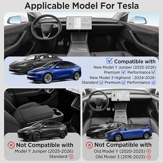 Center Console Organizer Tray for Tesla Model Y Juniper Accessories 2025 2026/For Tesla Model 3 Highland Accessories 2024 2025 2026 [Slide Smoothly/US Patent] Cup Holder Matte Black