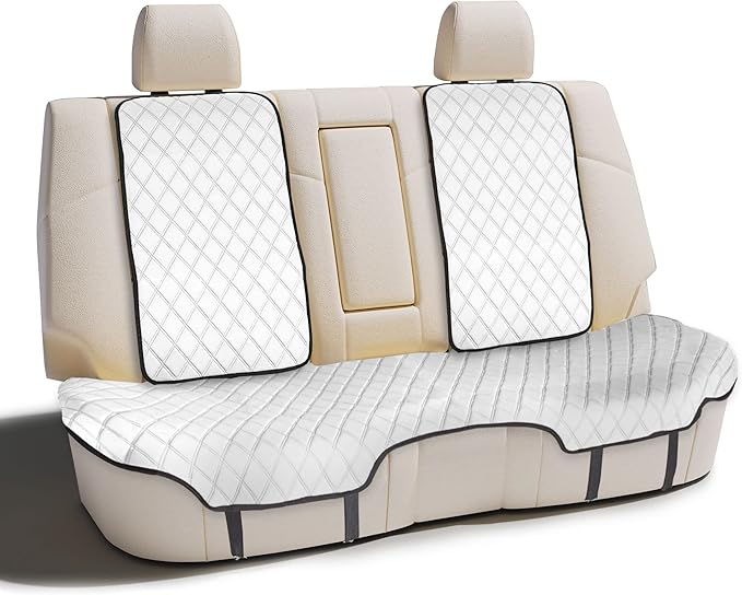 FH Group Car Seat Cushion Neosupreme Automotive Seat Cushions - Universal Fit, Rear Car Seat Cushion, Car Seat Cushions with Non-Slip Silicone Backing for SUV, Sedan, Van Rear Set White