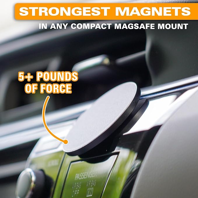Scooch Magnetic Phone Mount Compatible with MagSafe, for Wall, Car, and Dash, Compatible with iPhone 15/14/13/12, Strong Magnets, Magnetic Wall Mount, Sticks to Hard, Flat Surfaces (2-Pack)